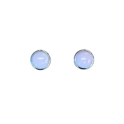Sterling Silver Pink Conch Round Screwback Post Earrings