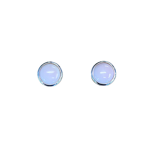 Sterling Silver Pink Conch Round Screwback Post Earrings
