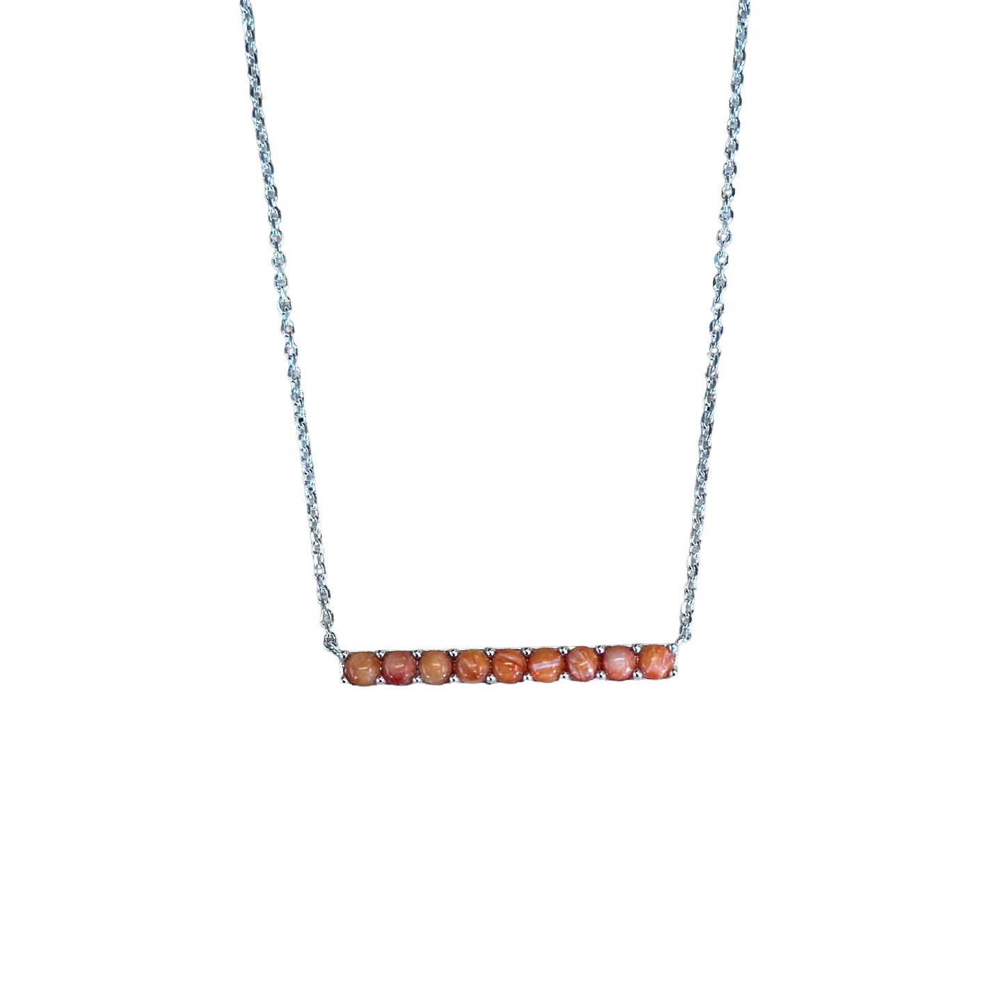 Sterling Silver Orange Spiny Oyster Bar Necklace