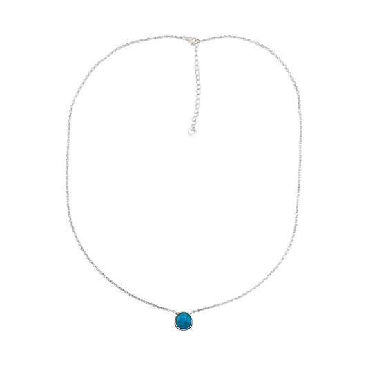 Sterling Silver Turquoise Round Bar Style Necklace