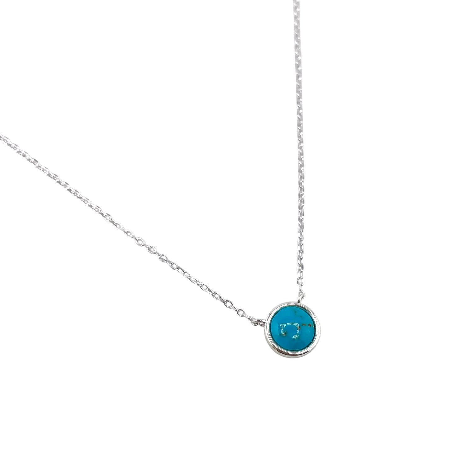 Sterling Silver Turquoise Round Bar Style Necklace