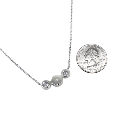 Sterling Silver Turquoise & CZ Round Bar Style Necklace