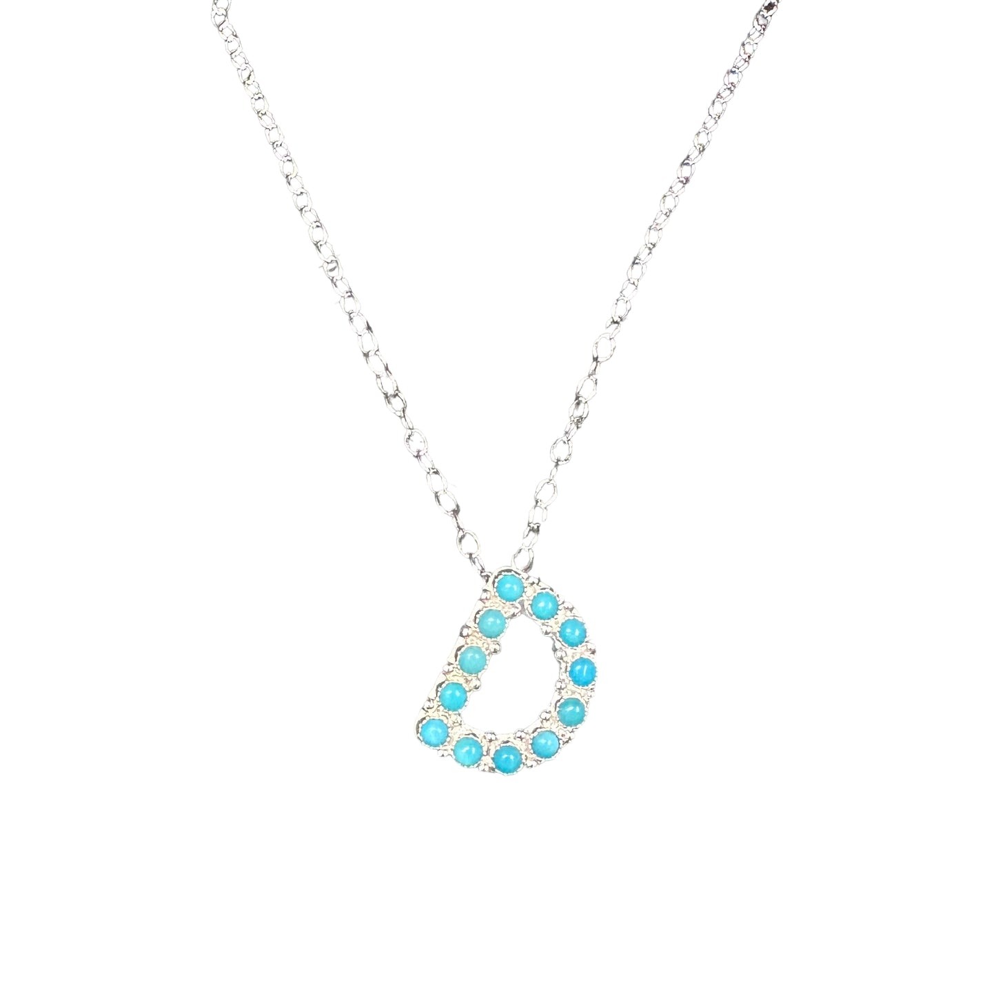 Turquoise Letter Initial Necklace Sterling Silver