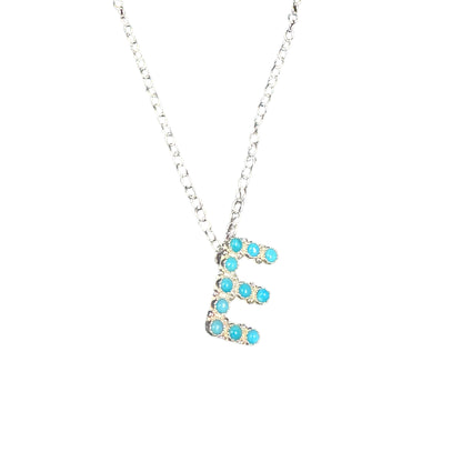 Turquoise Letter Initial Necklace Sterling Silver