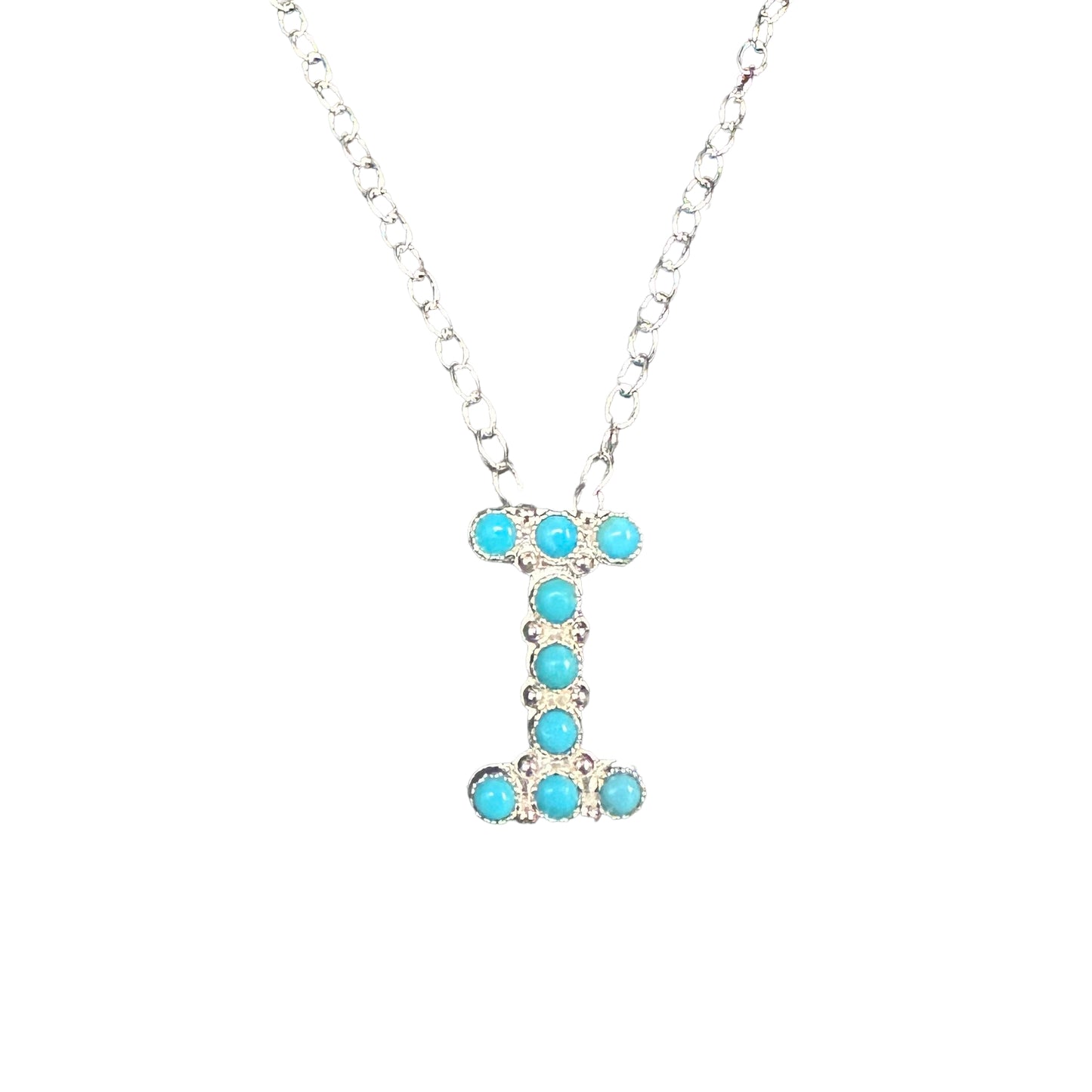 Turquoise Letter Initial Necklace Sterling Silver
