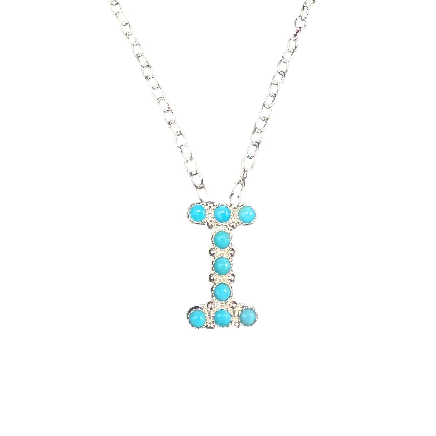 Turquoise Letter Initial Necklace Sterling Silver