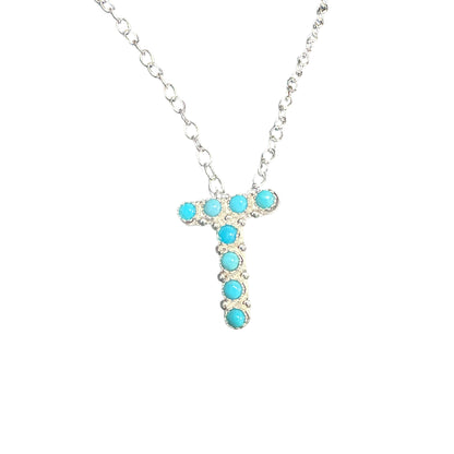 Turquoise Letter Initial Necklace Sterling Silver