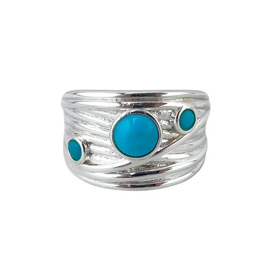 Sterling Silver 3-Stone Turquoise Ring
