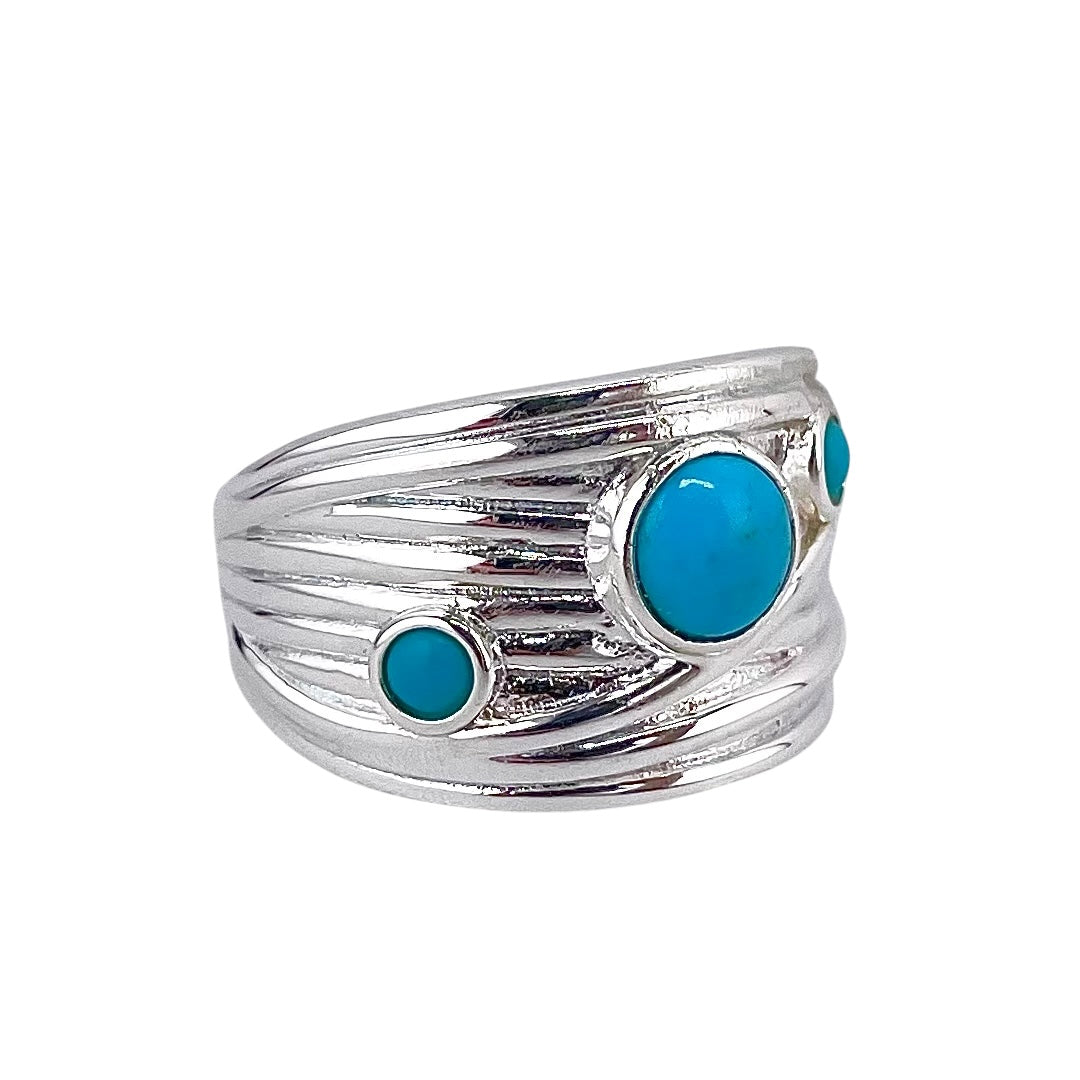 Sterling Silver 3-Stone Turquoise Ring