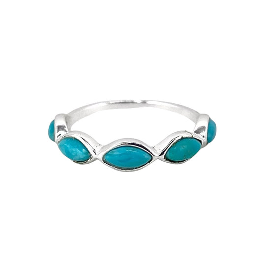 Turquoise 5-Stone Marquise Ring Sterling Silver
