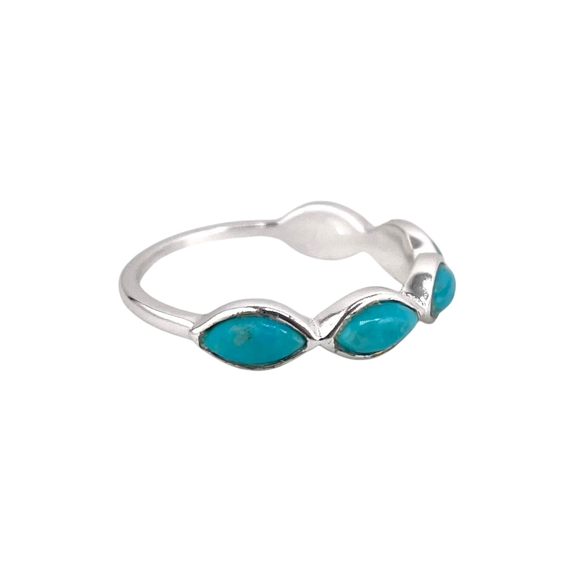 Turquoise 5-Stone Marquise Ring Sterling Silver
