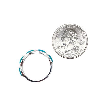 Turquoise 5-Stone Marquise Ring Sterling Silver