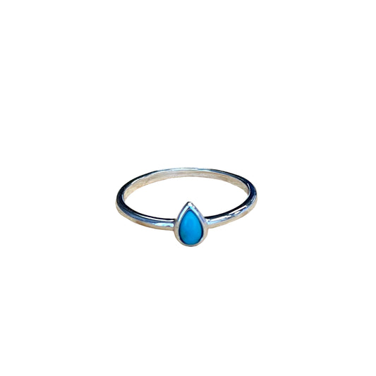 Turquoise Tear Drop Stone Ring Sterling Silver