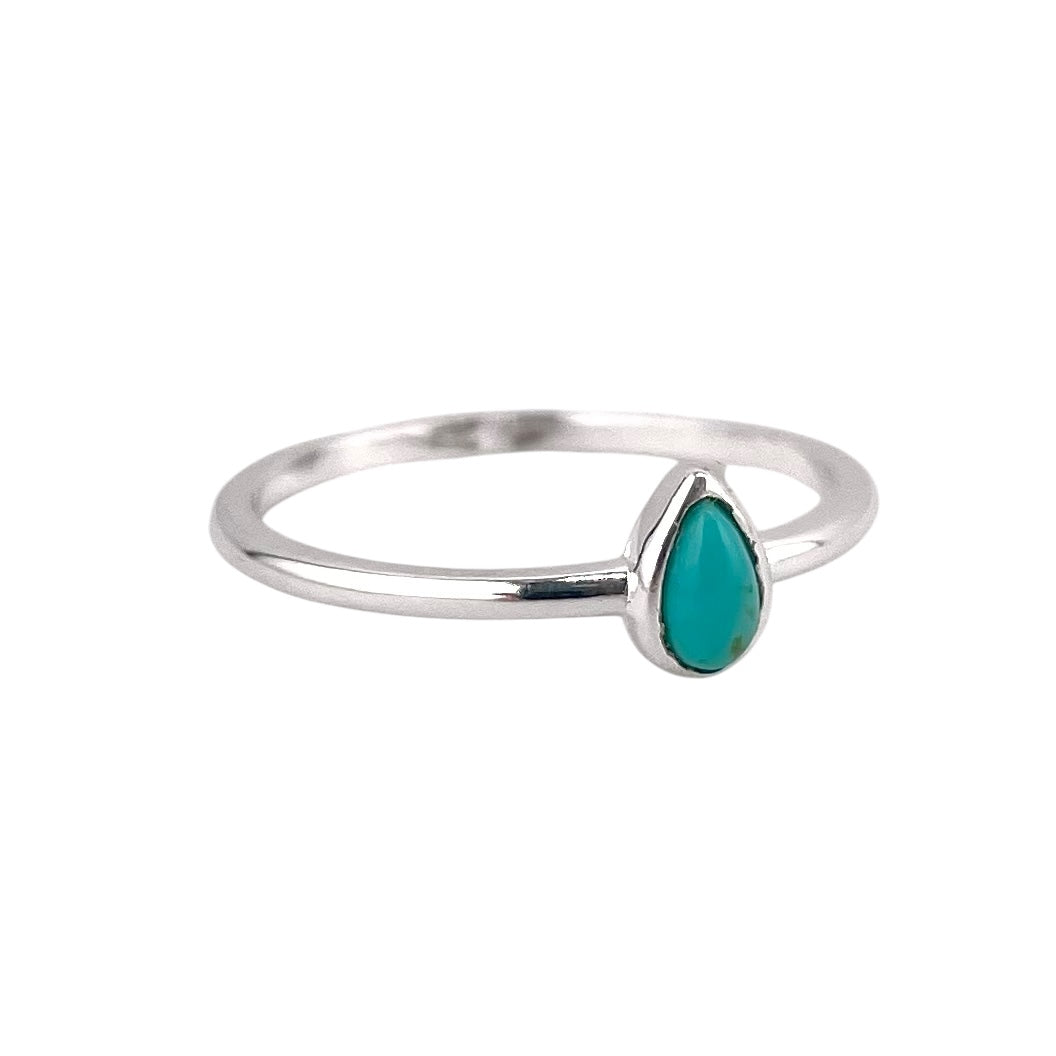 Turquoise Tear Drop Stone Ring Sterling Silver