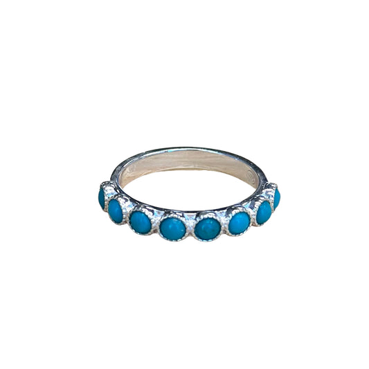 Sterling Silver 8-Stone Turquoise Band Ring