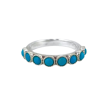 Sterling Silver 8-Stone Turquoise Band Ring