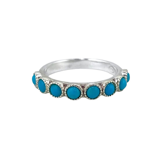 Sterling Silver 8-Stone Turquoise Band Ring