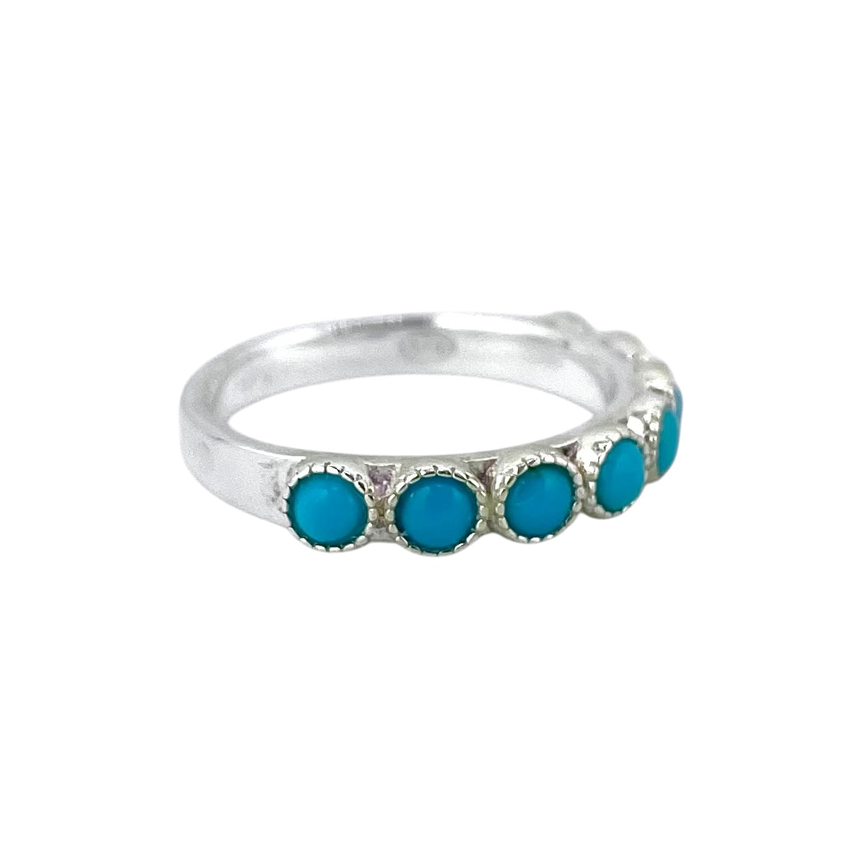 Sterling Silver 8-Stone Turquoise Band Ring