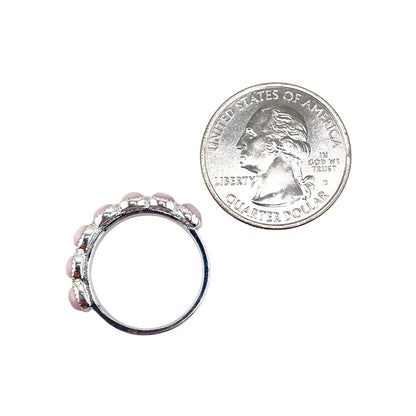 Pink Conch 7-Stone Circle Ring Sterling Silver