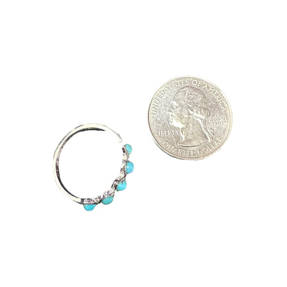 Turquoise Marquis & Oval Row Ring Sterling Silver