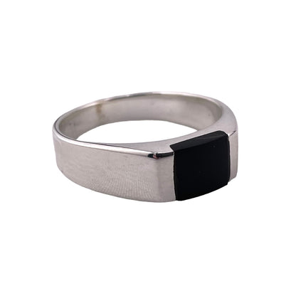 Black Onyx Stone Ring Sterling Silver