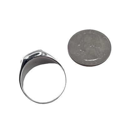 Black Onyx Stone Greek Key Mens Ring Sterling Silver
