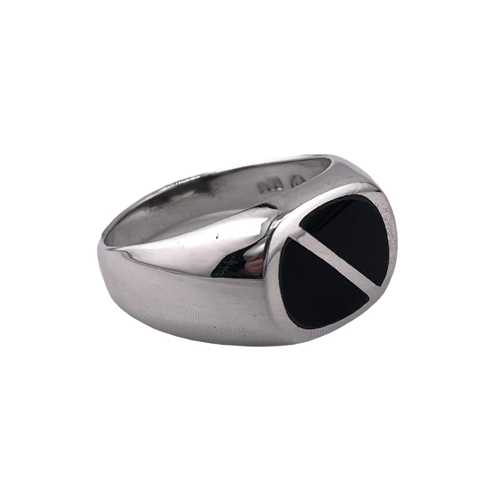 Black Onyx Inlay Stone Ring Sterling Silver