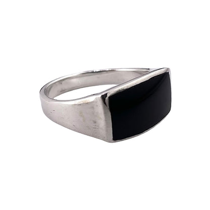 Black Onyx Stone Ring Sterling Silver