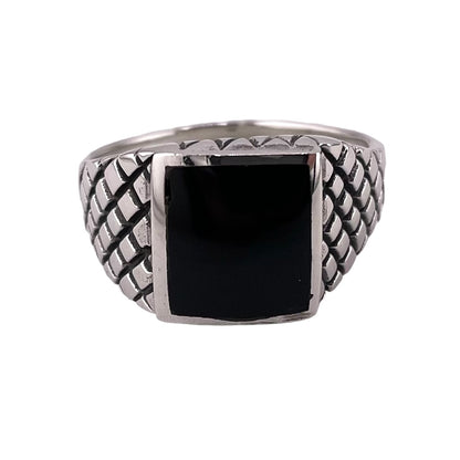Black Onyx Stone Ring Sterling Silver