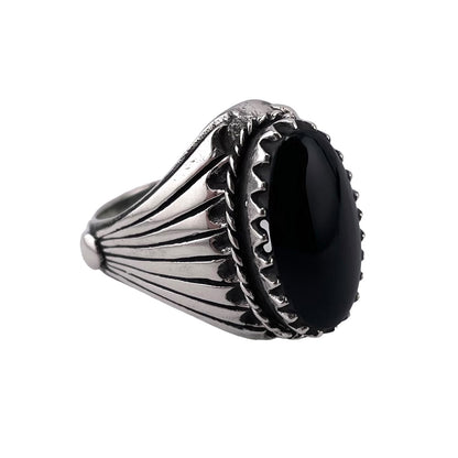 Black Onyx Stone Ring Sterling Silver