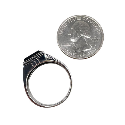 Black Onyx Stone Rectangle Ring Sterling Silver