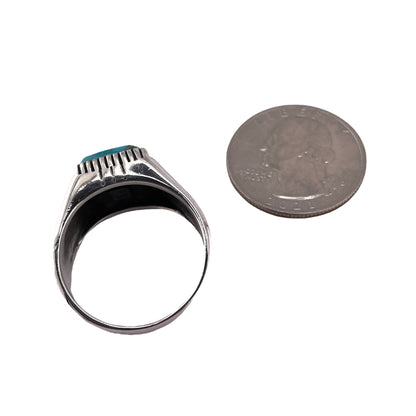 Turquoise Stone Rectangle Ring Sterling Silver