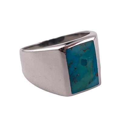 Turquoise Rectangle Stone Ring Sterling Silver