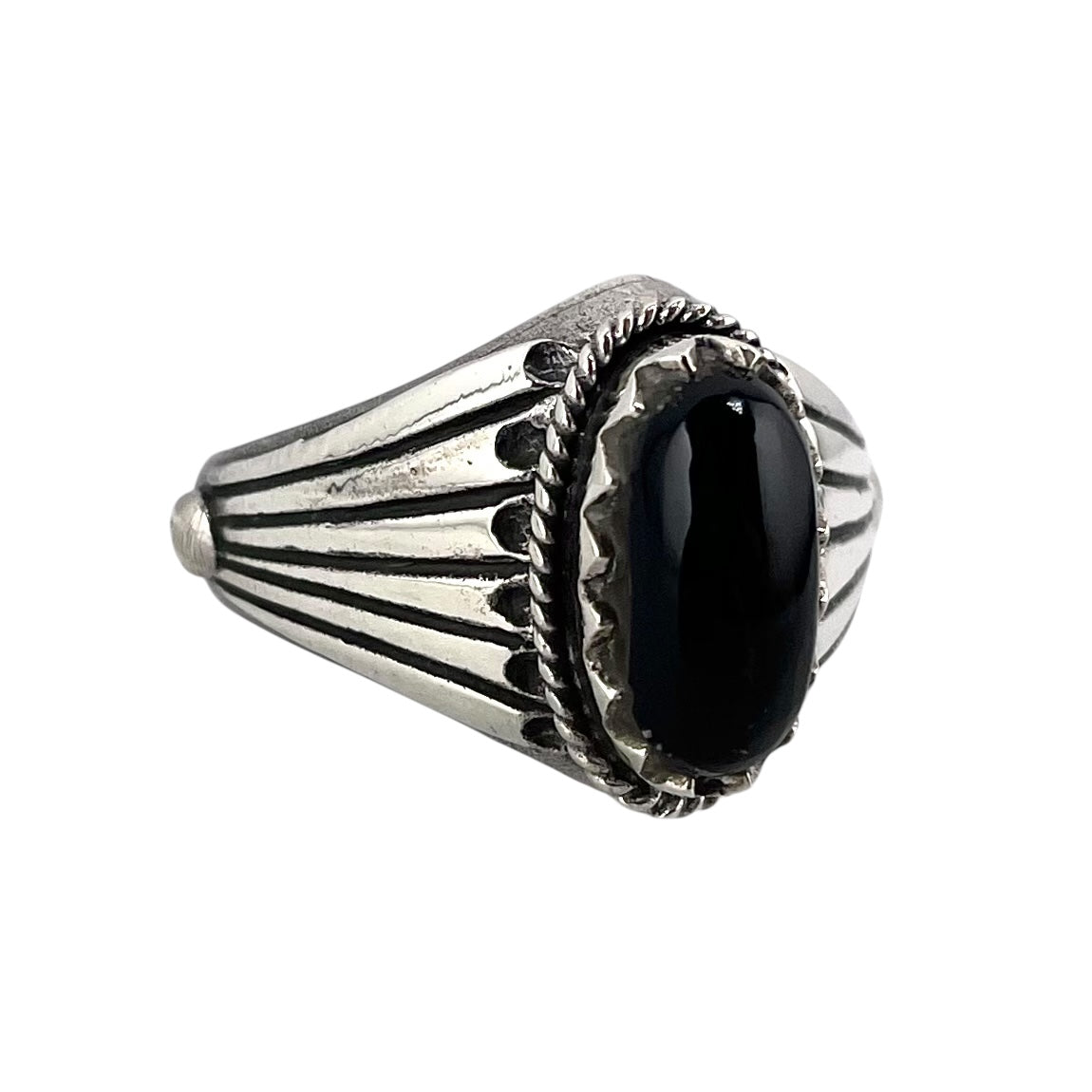 Black Onyx Stone Oval Ring Sterling Silver
