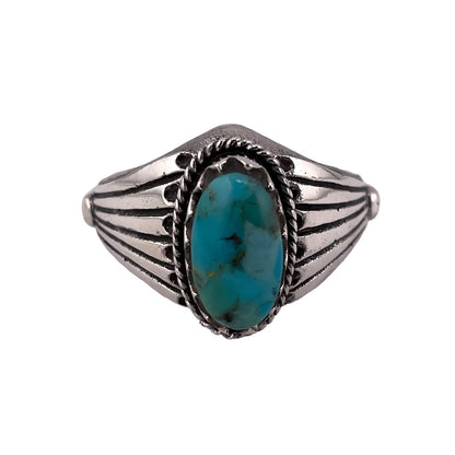 Turquoise Stone Oval Ring Sterling Silver
