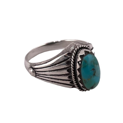 Turquoise Stone Oval Ring Sterling Silver