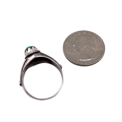 Turquoise Stone Oval Ring Sterling Silver