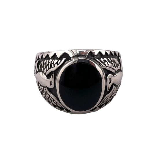 Black Onyx Stone Ring Sterling Silver