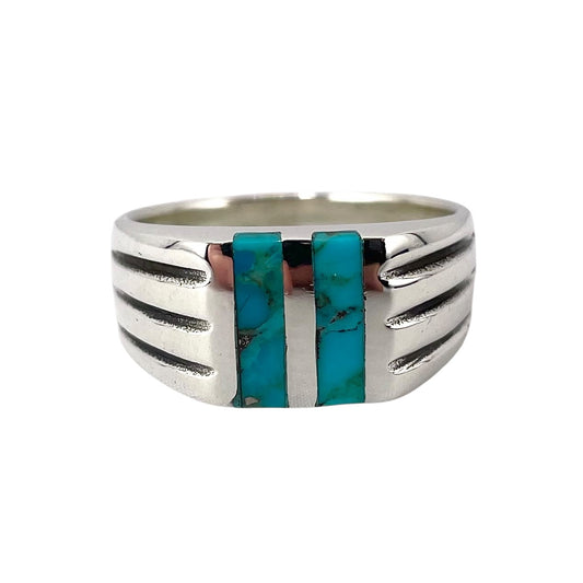 Turquoise Inlay Stone Ring Sterling Silver