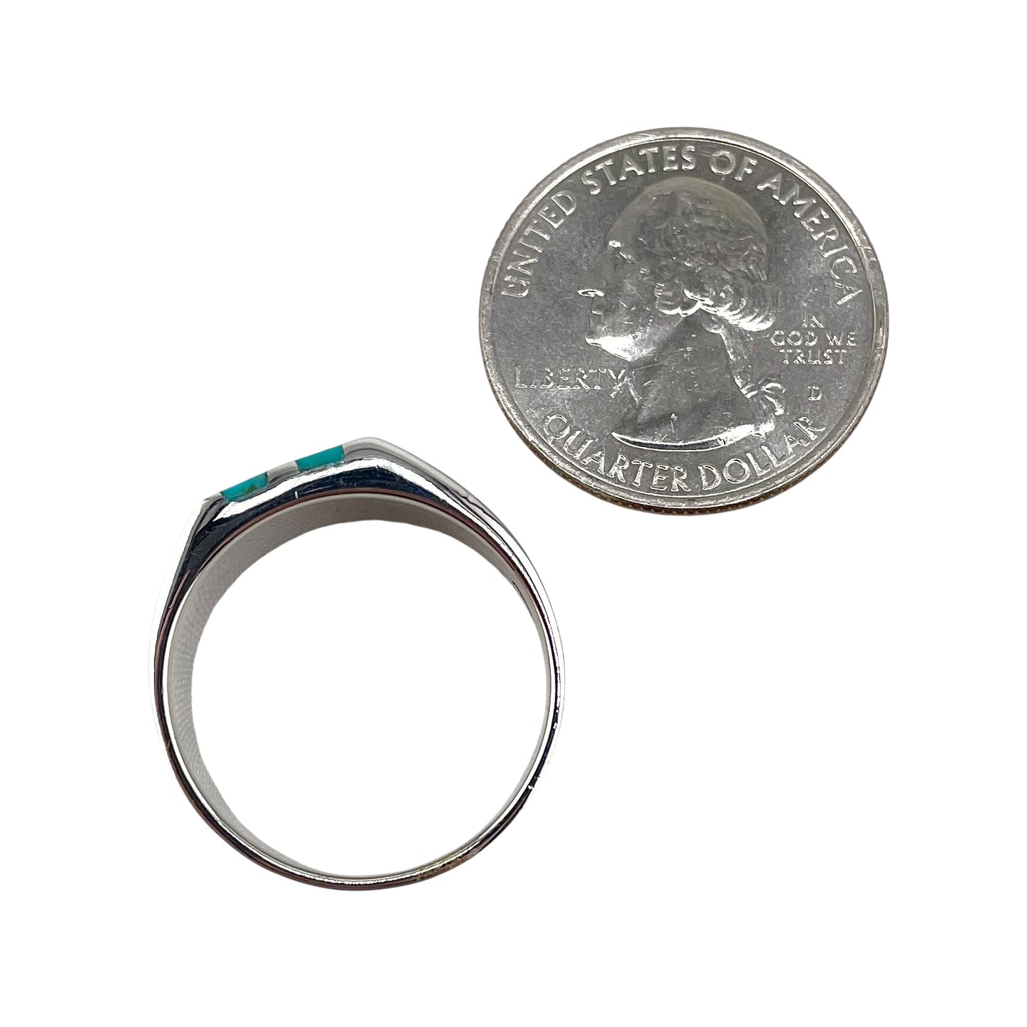Turquoise Inlay Stone Ring Sterling Silver