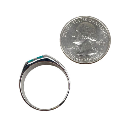 Turquoise Inlay Stone Ring Sterling Silver