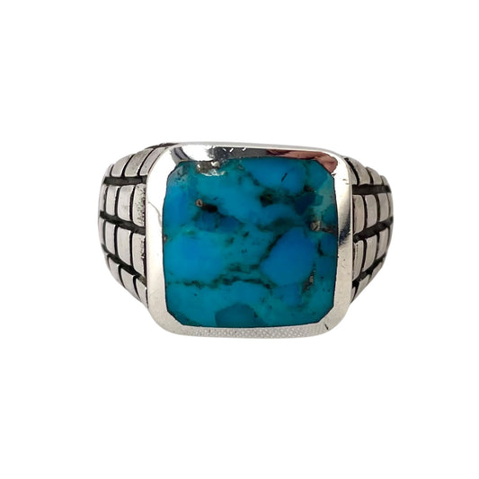 Turquoise Stone Square Ring Sterling Silver