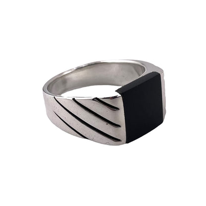 Black Onyx Stone Ring Sterling Silver