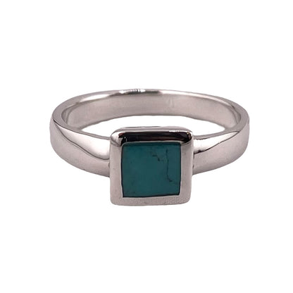 Turquoise Square Stone Ring Sterling Silver
