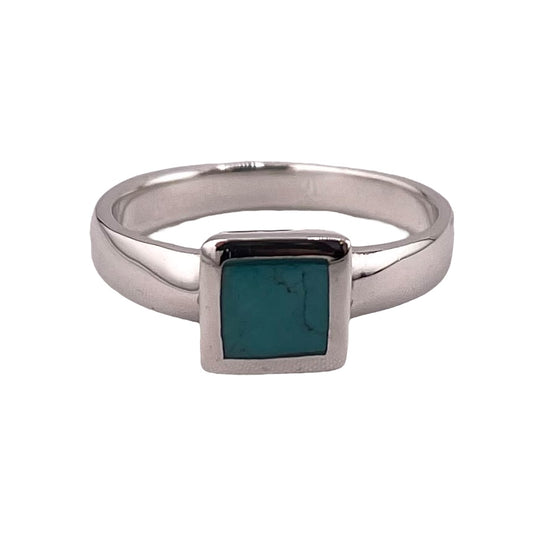 Turquoise Square Stone Ring Sterling Silver
