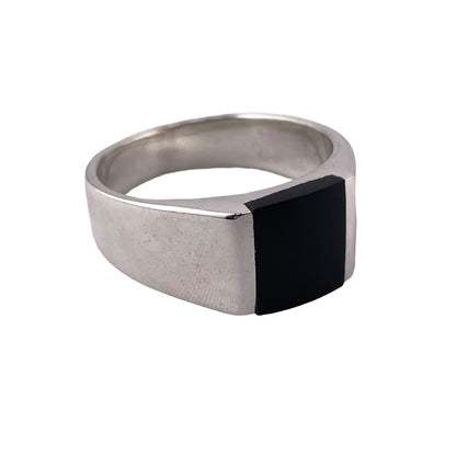 Black Onyx Square Stone Ring Sterling Silver