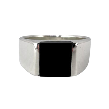 Black Onyx Square Stone Ring Sterling Silver