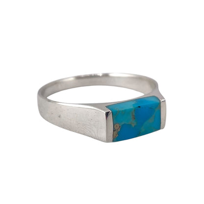 Turquoise Stone Rectangle Ring Sterling Silver