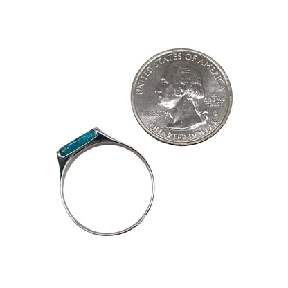 Turquoise Stone Rectangle Ring Sterling Silver