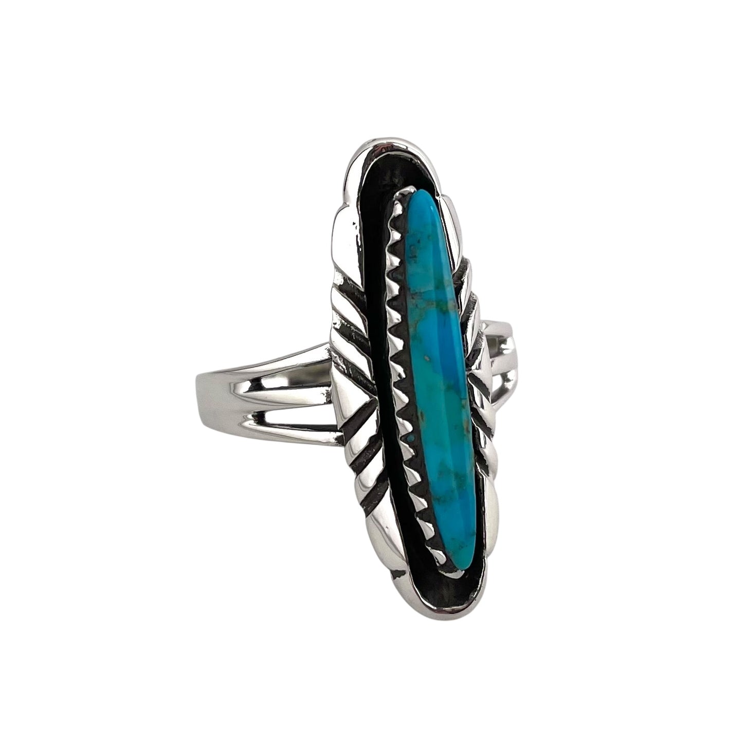 Turquoise Stone Oval Ring Sterling Silver